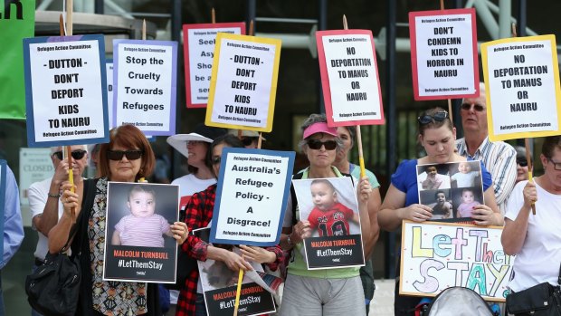 A rally for asylum seekers, including Australian-born children, to remain in Australia, at the High Court in Canberra.
