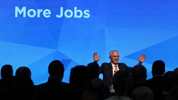 Prime Minister Malcolm Turnbull at the Liberal Party's 2016 federal election campaign launch.