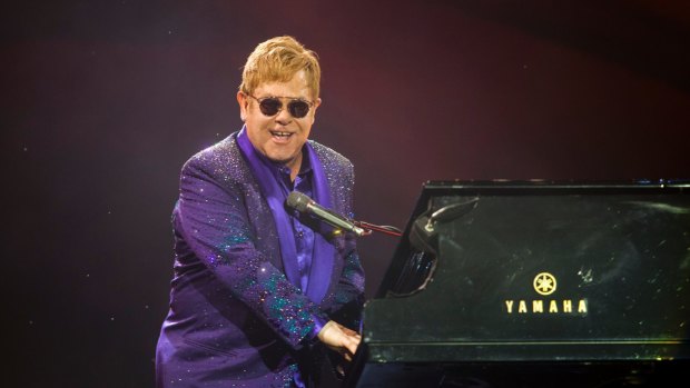 Elton John's performs in concert. 