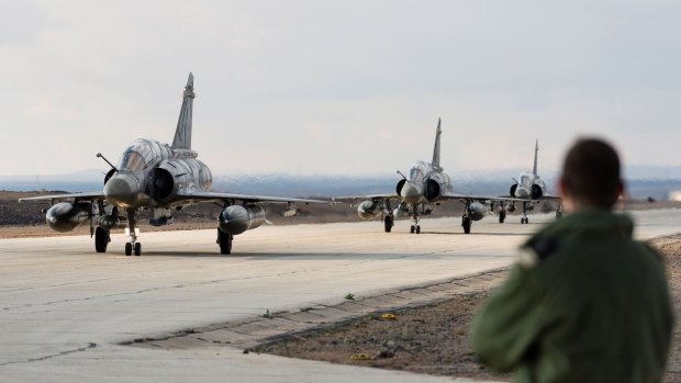 Three French Mirage fighter jets land in a base in Jordan to assist in the fight against the Islamic State group.