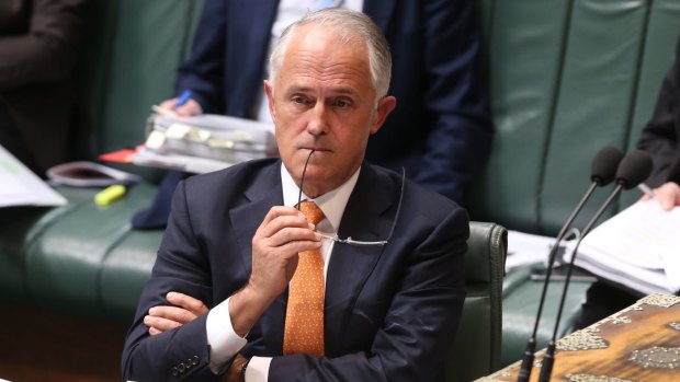Lover of public transport Prime Minister Malcolm Turnbull during question time at Parliament House in Canberra on Tuesday. 