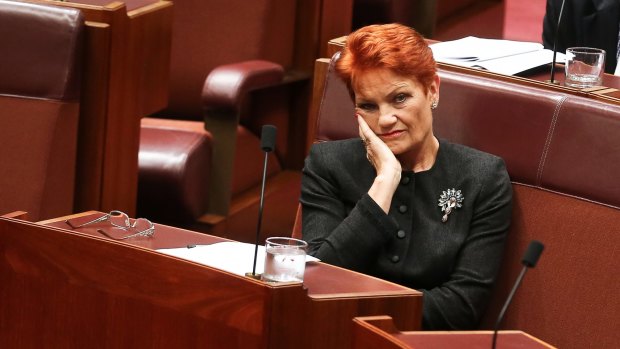 Senator Pauline Hanson during question time on Thursday.