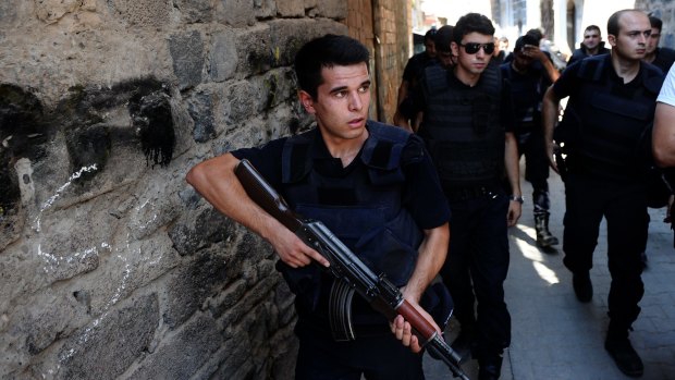 Turkish police officers conduct a security operation in Diyarbakir, south-eastern Turkey, on Saturday last week.