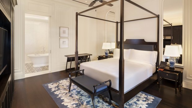 A luxurious bedroom at the revamped hotel.