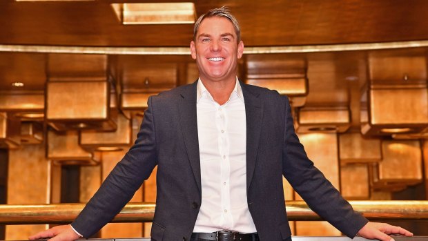 Golden boy: Shane Warne at the announcement of his <i>Warney Uncut</i> national tour.