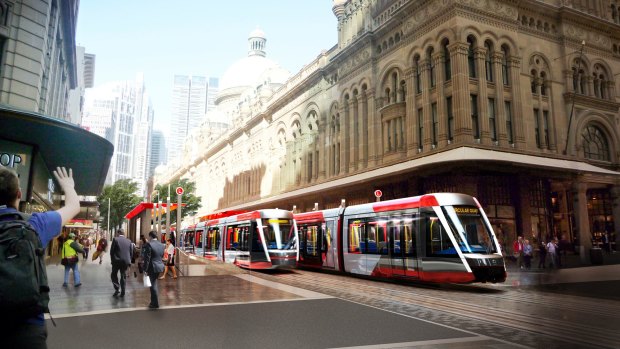 An artist's impression of the city leg of the planned eastern suburbs light rail line.