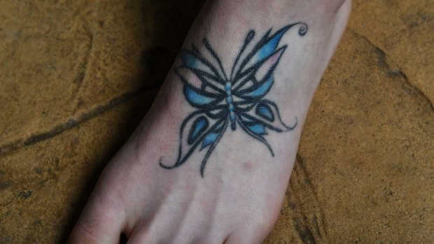 Sarah Coyte is fond of using tattoos as tributes to her family. The butterfly is a nod to her grandparents.
