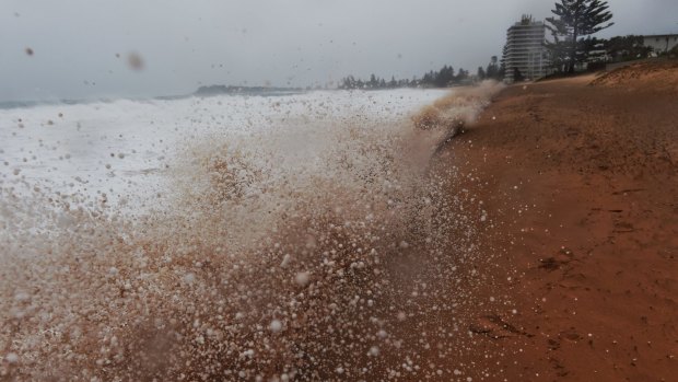 Massive surf caused beach erosion at Narrabeen beach, on Sydney's northern beaches in April.