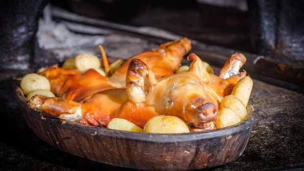 Sobrino de Botín's specialty dish, roast suckling pig.