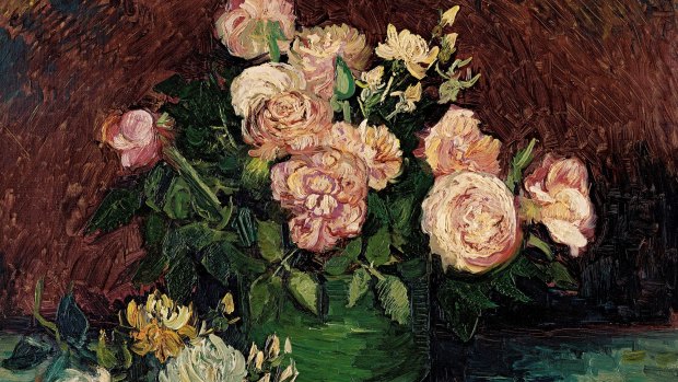 Detail from van Gogh's <i>Roses and Peonies</i>.