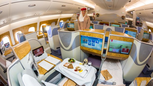 Emirates Airbus A380 business class. 