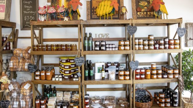 Local food products available for sale at The Long Arm Farm Cafe and Produce in Oberon. 