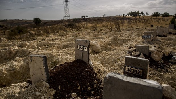 Grave number 38487 holds the remains of Sidra, the baby who became fatally ill after a strike by an artillery shell thought to contain a chemical agent.