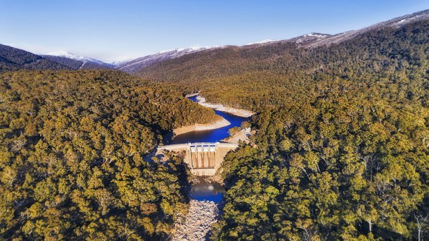 Guthega Dam in the Snowy Mountains. 