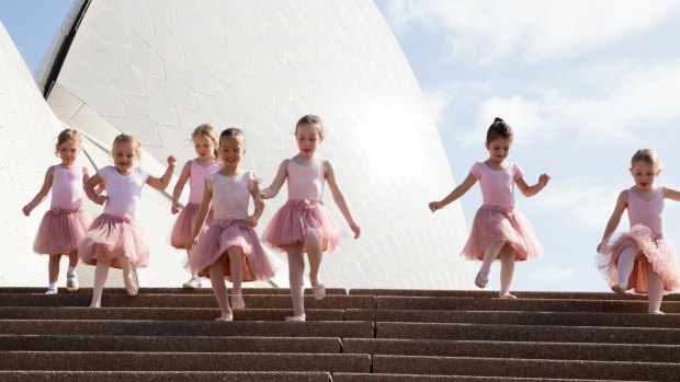 Young ballerinas gather at the Sydney Opera House to promote the Australian Ballet's new program designed for children.   
