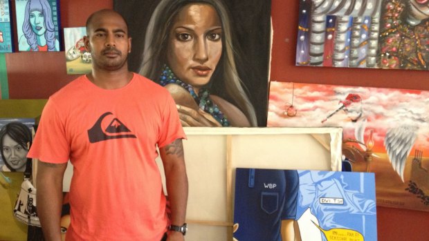 Myuran Sukumaran in the art room at Kerobokan prison in 2012.