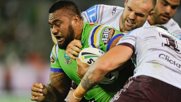 Canberra Raiders v Manly Sea Eagles at Canberra Stadium Junior Paulo.