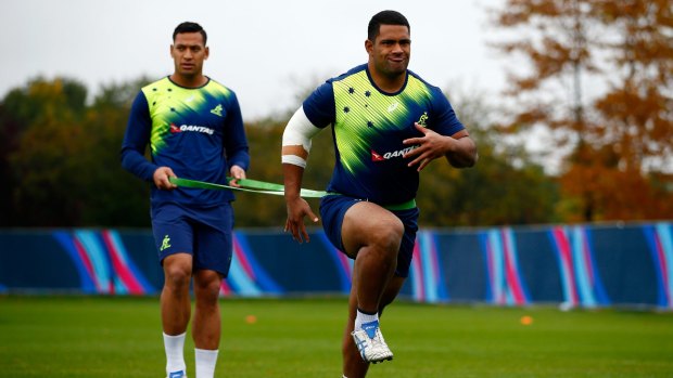 Stretching out: Wallabies prop Scott Sio will return for the World Cup final after recovering from a dislocated elbow.
