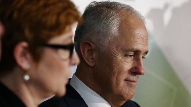 Prime Minister Malcolm Turnbull and Defence Minister Marise Payne at the launch of the white paper designed to build a defence of Australia "based in south-east Asia and the Pacific".