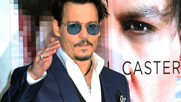Actor Johnny Depp at the premiere at box office turkey <i>Transcedence</i>.
