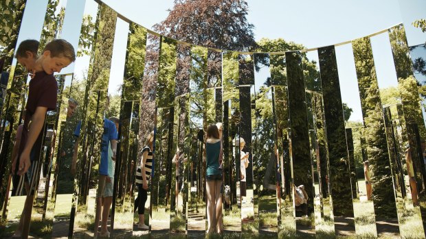 Similar works by Jeppe Hein have been installed in parkland overseas.
