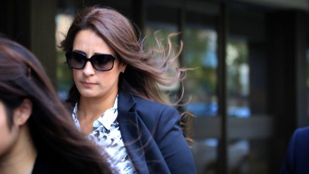 Christine Saliba leaves the NSW Supreme Court on Wednesday. She has pleaded not guilty to being an accessory before the fact.