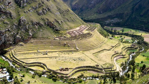 Ancient Llactapata Inca ruins.