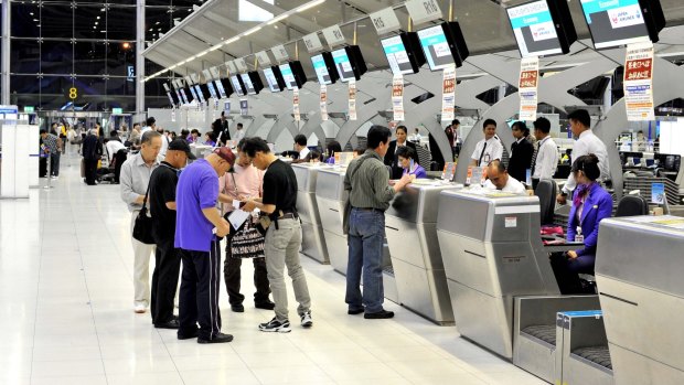 Bangkokg's Suvarnabhumi Airport. A passenger was charged extra after their name did not fit on to Thai Airways' online booking system.