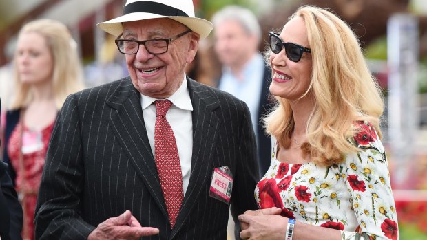 I'm with her: Rupert Murdoch and Jerry Hall atten the Chelsea Flower Show press day.