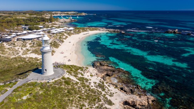 Pinky Beach and Bathurst Lighthouse, Rottnest Island.