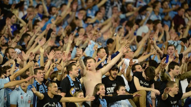 Sydney derby: Sky Blue fans show their support.