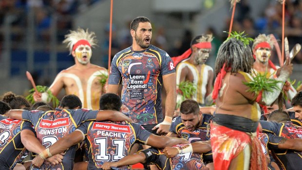 French defection? Greg Inglis joins the Indigenous war dance before Friday’s All Stars clash.