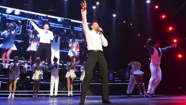 Hugh Jackman on stage for his latest show, Broadway to Oz.