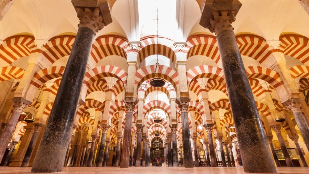 Interior of The Cathedral and former Great Mosque of Cordoba. 