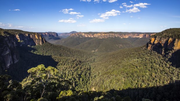 The Grose Valley seen from Govetts Leap lookout in the Blue Mountains. 