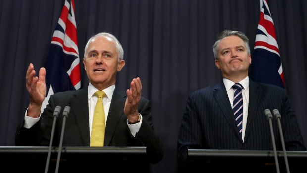 Less waiting time for businesses: Malcolm Turnbull and Mathias Cormann.