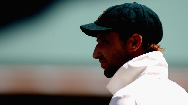 Phillip Hughes watches from the boundary during the third Ashes Test at the WACA in 2010.