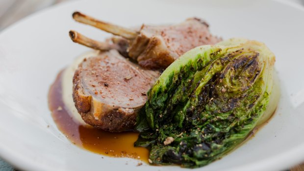 Go-to dish: Griffith butcher lamb rack, braised cos and morels.