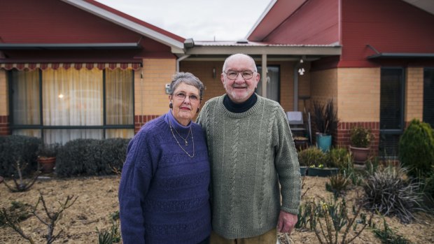 Neredah and Jim Crane outside their home at Monash Retirement Village. 

26 August 2015
Photo: Rohan Thomson
The Canberra Times