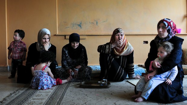 Syrian refugees in a school in Baalbek in Lebanon's Bekaa Valley.