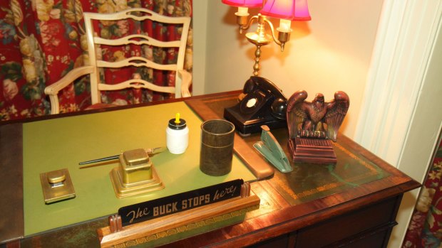 Harry S. Truman's desk preserved at his holiday home, The Little White House, in Key West.
