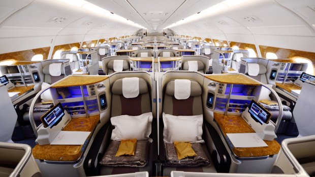 Pods of paradise: Emirates business class on the A380.