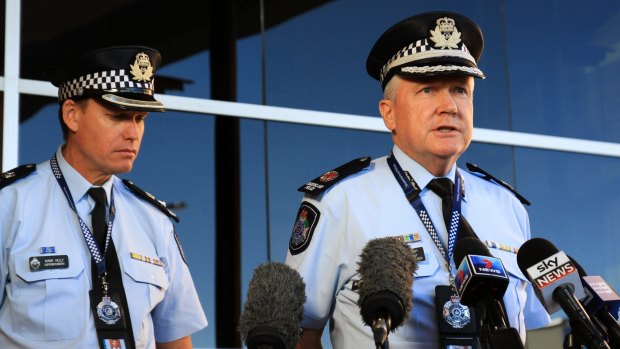 Darling Downs District Officer Superintendent Mark Kelly and Southern Region Assistant Commissioner Tony Wright update the media about a gunman shot dead near Gatton.