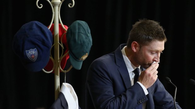Michael Clarke pays tribute to Phillip Hughes during the funeral service.