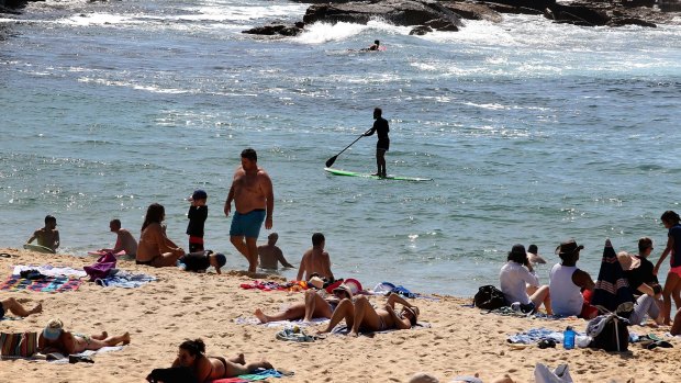 People enjoying the hot weather over the holiday period at Coogee.