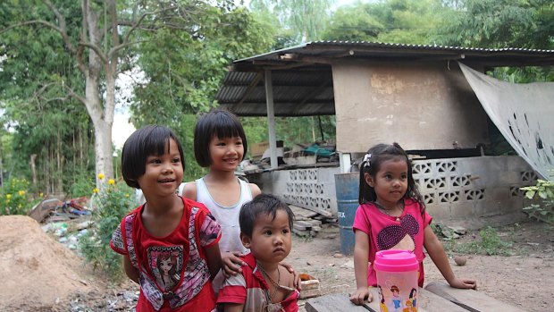 Thai children in a village 500 metres from the mine. Landowners and environmental activists say their health is at risk.  