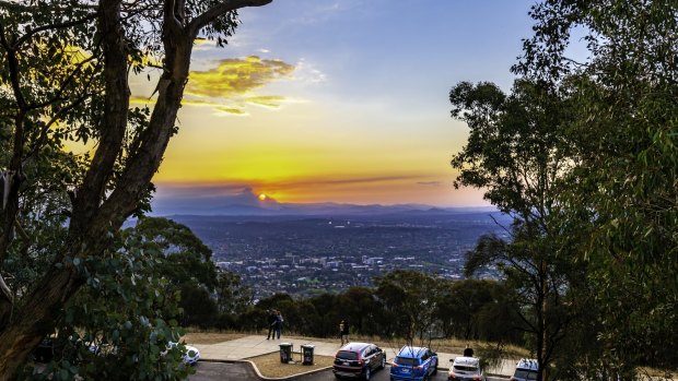 Sunset view from Mount Ainslie, Canberra.