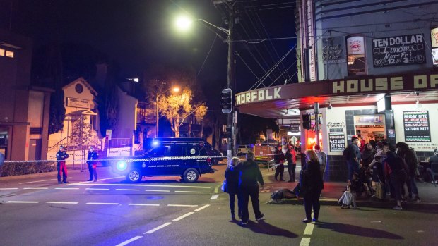 The scene of a terrorism raid in Surry Hills.