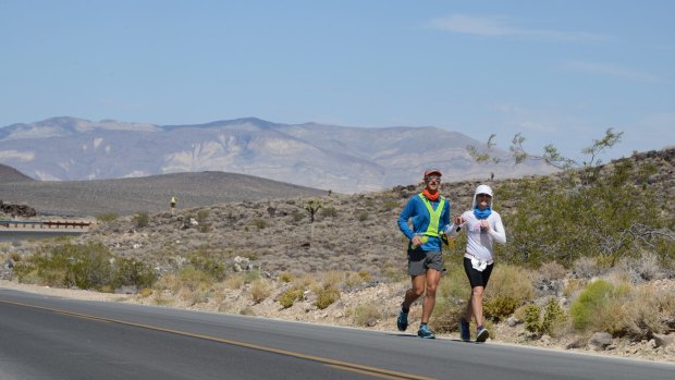Nikki Wynd runs through the Valley of Death on her way to being crowned first female winner of the Badwater 135.