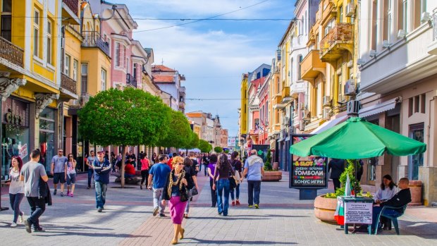 The main boulevard in the centre of Plovdiv.